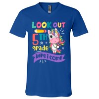 Look Out 5Th Grade Here I Come Unicorn Fifth Grade Great Gift V-Neck T-Shirt