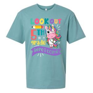 Look Out 5Th Grade Here I Come Unicorn Fifth Grade Great Gift Sueded Cloud Jersey T-Shirt