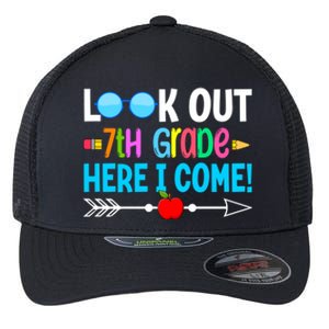 Look Out 7th Grade Here I Come Back To School First Day Gift Flexfit Unipanel Trucker Cap