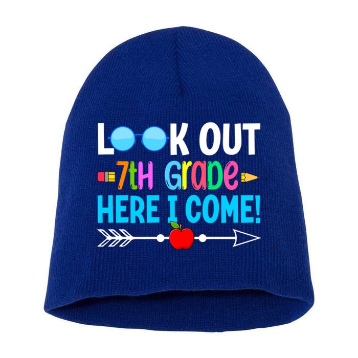 Look Out 7th Grade Here I Come Back To School First Day Gift Short Acrylic Beanie