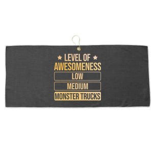 Level Of Awesoess Monster Trucks Monster Truck Gift Large Microfiber Waffle Golf Towel