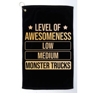 Level Of Awesoess Monster Trucks Monster Truck Gift Platinum Collection Golf Towel