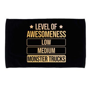 Level Of Awesoess Monster Trucks Monster Truck Gift Microfiber Hand Towel