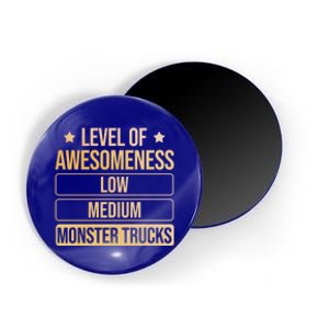 Level Of Awesoess Monster Trucks Monster Truck Gift Magnet