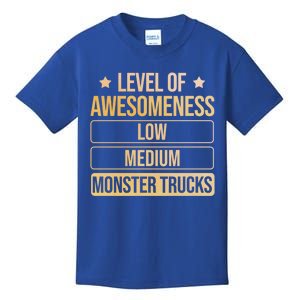 Level Of Awesoess Monster Trucks Monster Truck Gift Kids T-Shirt