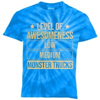 Level Of Awesoess Monster Trucks Monster Truck Gift Kids Tie-Dye T-Shirt