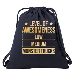 Level Of Awesoess Monster Trucks Monster Truck Gift Drawstring Bag