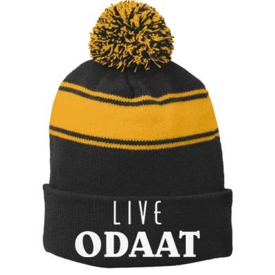 LIVE ODAAT Alcoholics AA Narcotics NA Anonymous Recovery Stripe Pom Pom Beanie