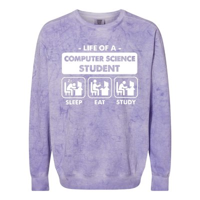 Life Of A Computer Science Student Sleep Eat Study Colorblast Crewneck Sweatshirt