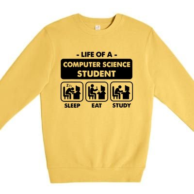 Life Of A Computer Science Student Sleep Eat Study Premium Crewneck Sweatshirt