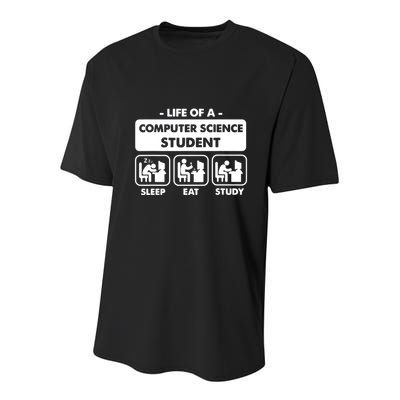 Life Of A Computer Science Student Sleep Eat Study Youth Performance Sprint T-Shirt