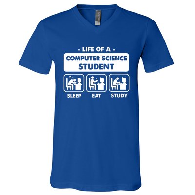 Life Of A Computer Science Student Sleep Eat Study V-Neck T-Shirt