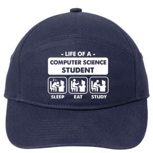 Life Of A Computer Science Student Sleep Eat Study 7-Panel Snapback Hat