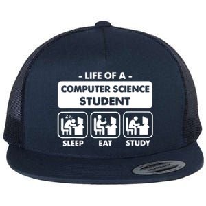 Life Of A Computer Science Student Sleep Eat Study Flat Bill Trucker Hat