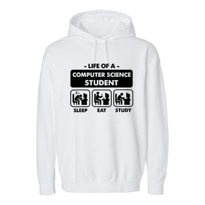 Life Of A Computer Science Student Sleep Eat Study Garment-Dyed Fleece Hoodie