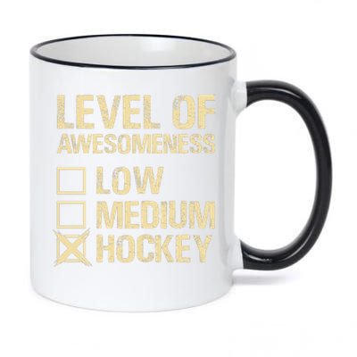 Level Of Awesomeness Low Medium Hockey 11oz Black Color Changing Mug