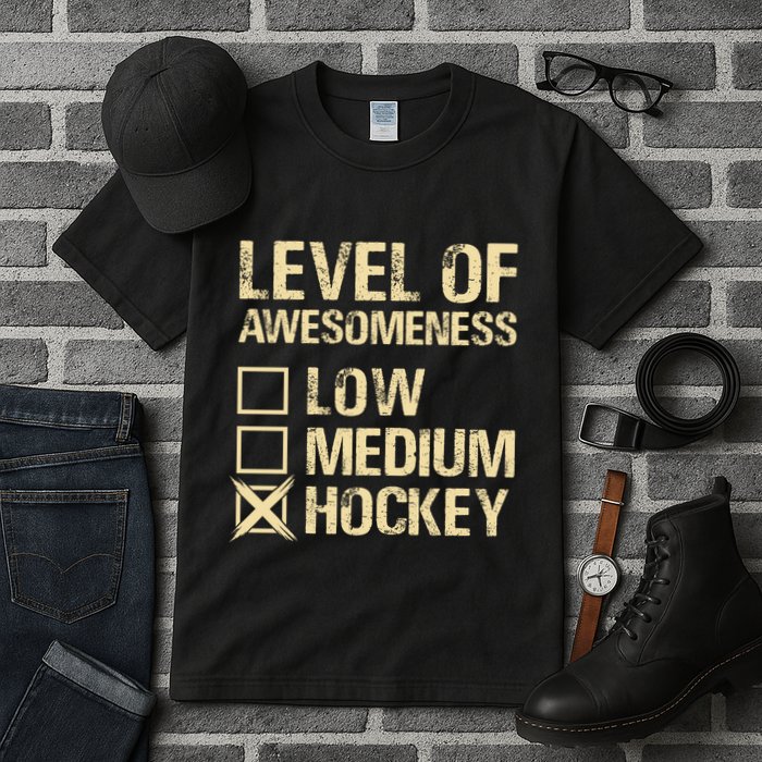 Level Of Awesomeness Low Medium Hockey Tall T-Shirt