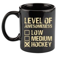 Level Of Awesomeness Low Medium Hockey 11oz C Handle Ceramic Mug
