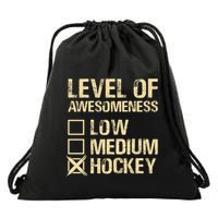 Level Of Awesomeness Low Medium Hockey Drawstring Bag