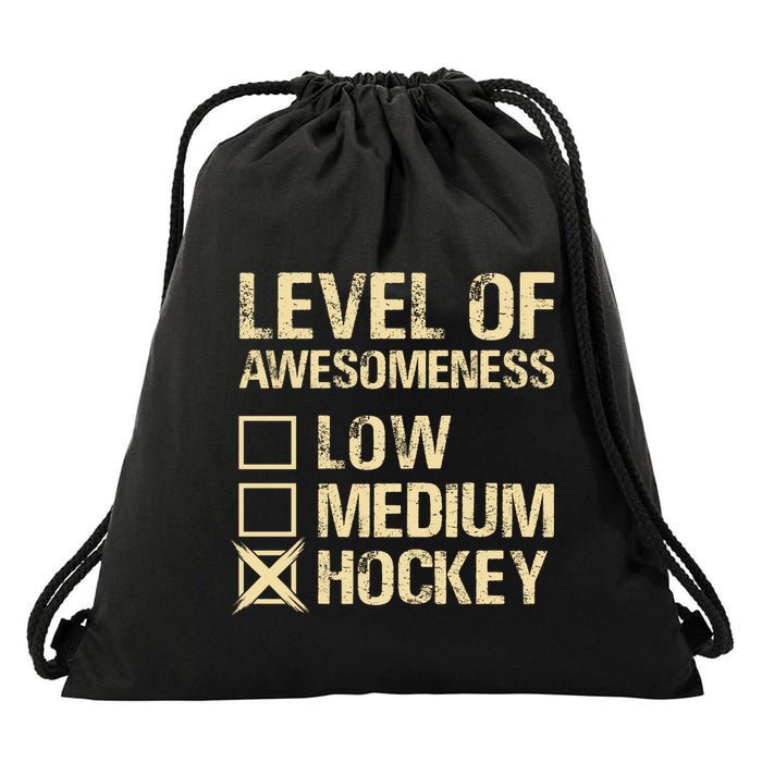 Level Of Awesomeness Low Medium Hockey Drawstring Bag