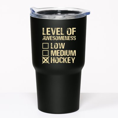 Level Of Awesomeness Low Medium Hockey Tumbler
