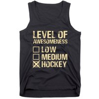 Level Of Awesomeness Low Medium Hockey Tank Top