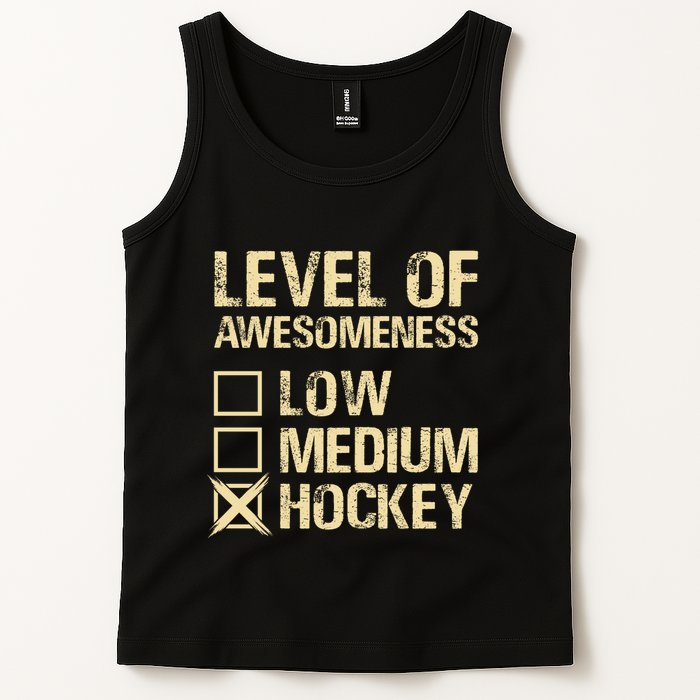 Level Of Awesomeness Low Medium Hockey Tank Top