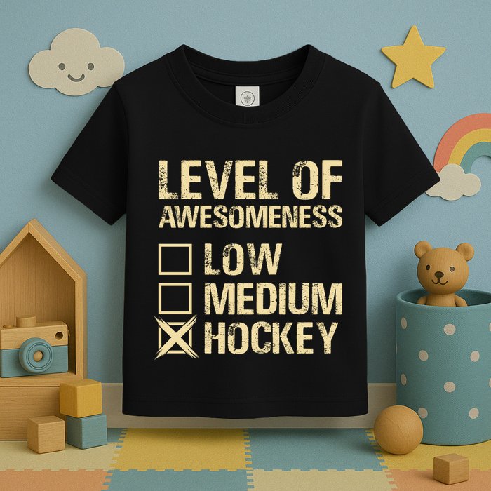 Level Of Awesomeness Low Medium Hockey Toddler T-Shirt