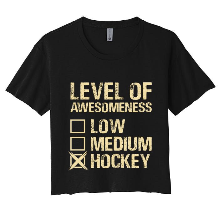 Level Of Awesomeness Low Medium Hockey Crop Top