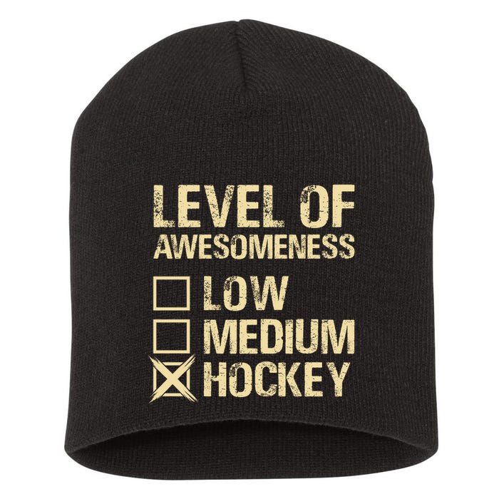 Level Of Awesomeness Low Medium Hockey Short Acrylic Beanie