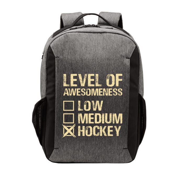 Level Of Awesomeness Low Medium Hockey Vector Backpack