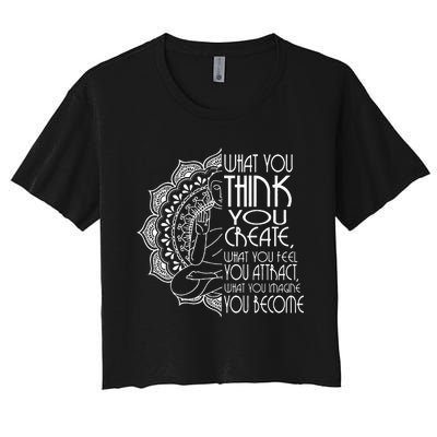 Law Of Attraction Spiritual Buddha Meditation Gifts Men Yoga Women's Crop Top Tee