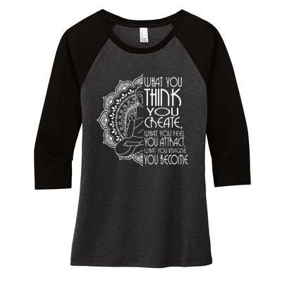 Law Of Attraction Spiritual Buddha Meditation Gifts Men Yoga Women's Tri-Blend 3/4-Sleeve Raglan Shirt