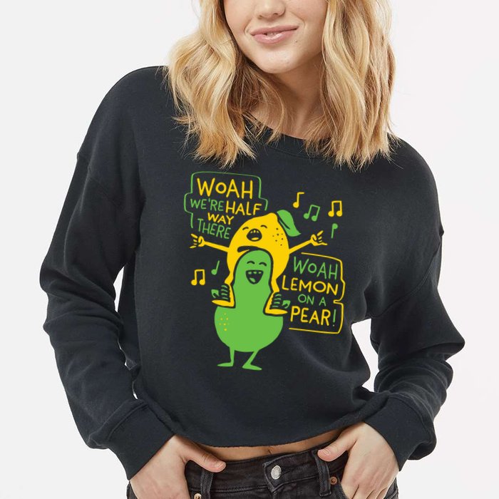 Lemon On A Pear Cropped Pullover Crew