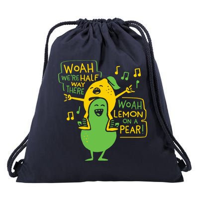 Lemon On A Pear Drawstring Bag