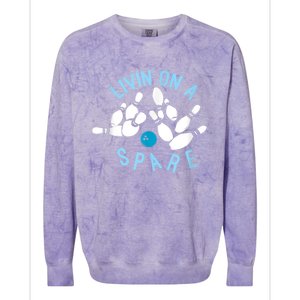 Livin On A Spare Funny Bowler & Bowling Colorblast Crewneck Sweatshirt