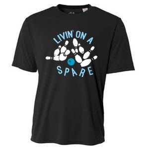 Livin On A Spare Funny Bowler & Bowling Cooling Performance Crew T-Shirt