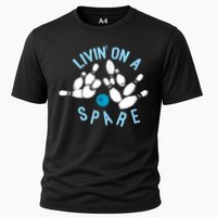 Livin On A Spare Funny Bowler & Bowling Cooling Performance Crew T-Shirt