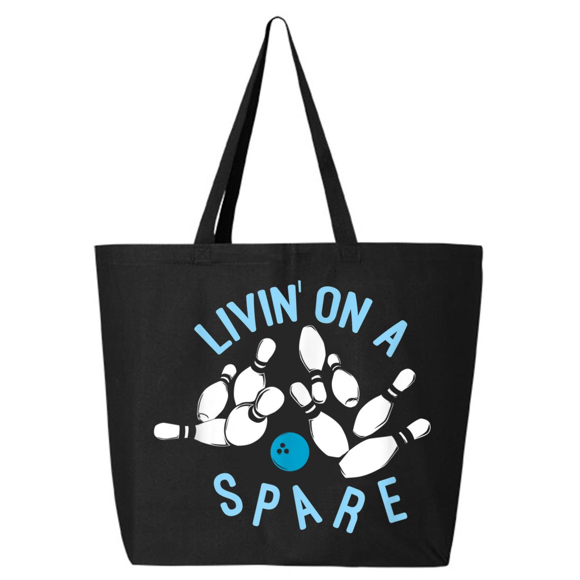 Livin On A Spare Funny Bowler & Bowling 25L Jumbo Tote