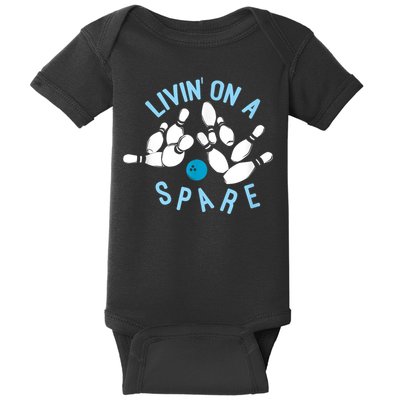 Livin On A Spare Funny Bowler & Bowling Baby Bodysuit