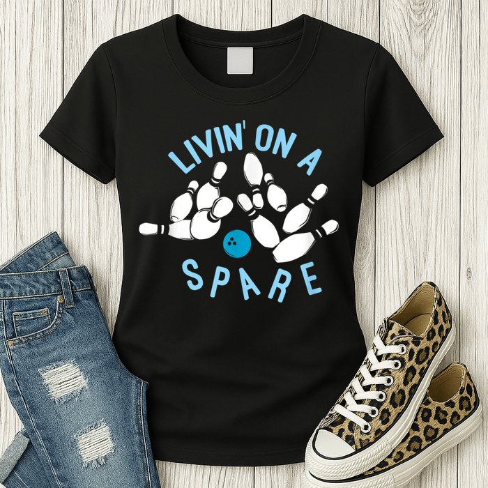 Livin On A Spare Funny Bowler & Bowling Womens T-Shirt