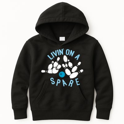 Livin On A Spare Funny Bowler & Bowling Kids Hoodie