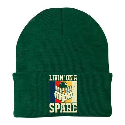 Living On A Spare Funny Bowling Team Bowler Bowling Lover Knit Cap Winter Beanie