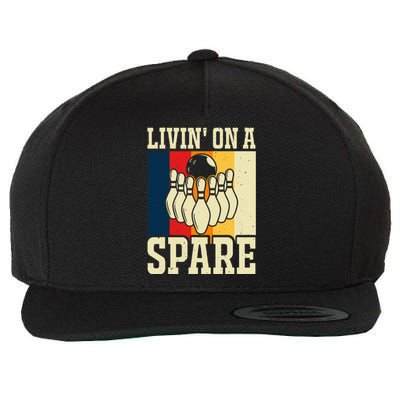 Living On A Spare Funny Bowling Team Bowler Bowling Lover Wool Snapback Cap