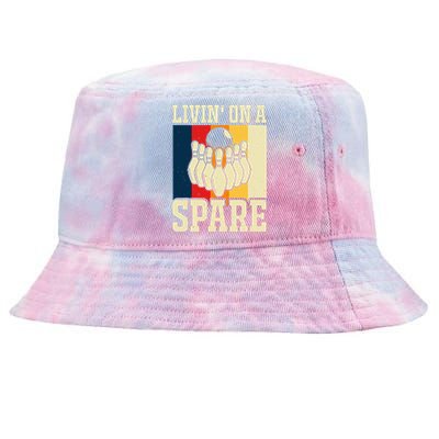 Living On A Spare Funny Bowling Team Bowler Bowling Lover Tie-Dyed Bucket Hat