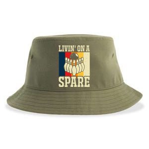 Living On A Spare Funny Bowling Team Bowler Bowling Lover Sustainable Bucket Hat