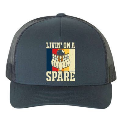 Living On A Spare Funny Bowling Team Bowler Bowling Lover Yupoong Adult 5-Panel Trucker Hat