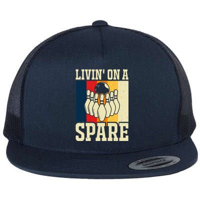 Living On A Spare Funny Bowling Team Bowler Bowling Lover Flat Bill Trucker Hat