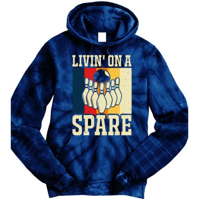 Living On A Spare Funny Bowling Team Bowler Bowling Lover Tie Dye Hoodie