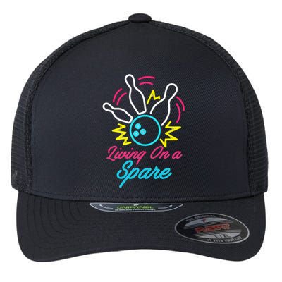 Living On A Spare Funny Bowling Pins Sports Hobby Flexfit Unipanel Trucker Cap